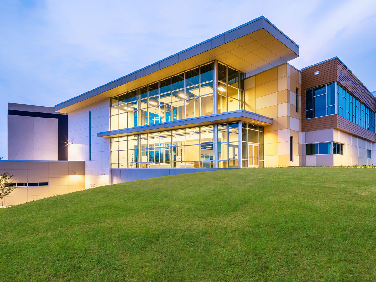 The Center for Design Innovation at dusk.